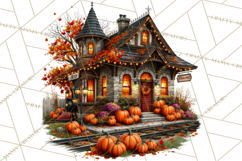 Small Town Fall Clipart Vintage Country Autumn PNG Product Image 3