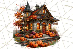 Small Town Fall Clipart Vintage Country Autumn PNG Product Image 3