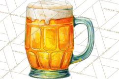 Beer Watercolor Clipart, Beer PNG, Beer Mug, Beer Bottle Product Image 4