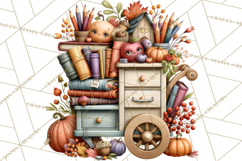 Fall Teacher School Supplies Clipart PNG Product Image 5