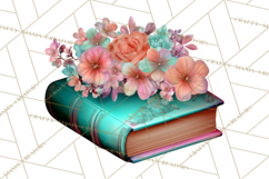 Botanical Books Clipart PNG Cottagecore Reading Florals Product Image 2