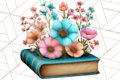 Botanical Books Clipart PNG Cottagecore Reading Florals Product Image 3