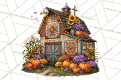 Small Town Fall Clipart Vintage Country Autumn PNG Product Image 5