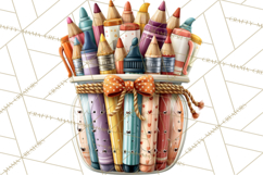 Fall Teacher School Supplies Clipart PNG Product Image 4