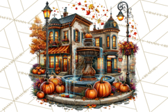 Small Town Fall Clipart Vintage Country Autumn PNG Product Image 5