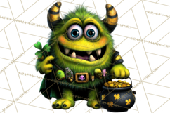 Funny St Patricks Day Monsters Clipart, St Paddy Monster PNG Product Image 5
