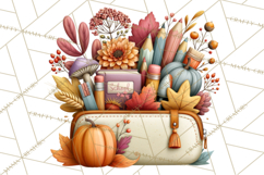 Fall Teacher School Supplies Clipart PNG Product Image 3