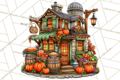 Small Town Fall Clipart Vintage Country Autumn PNG Product Image 2