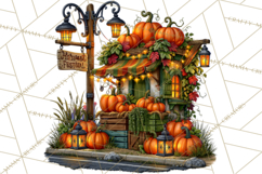 Small Town Fall Clipart Vintage Country Autumn PNG Product Image 3