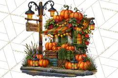 Small Town Fall Clipart Vintage Country Autumn PNG Product Image 3