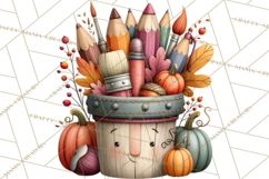 Fall Teacher School Supplies Clipart PNG Product Image 4