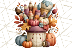 Fall Teacher School Supplies Clipart PNG Product Image 5