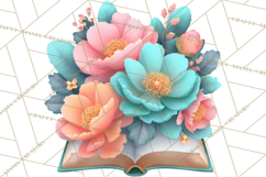 Botanical Books Clipart PNG Cottagecore Reading Florals Product Image 5
