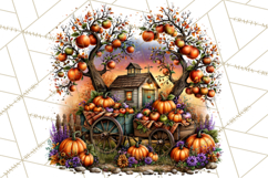 Small Town Fall Clipart Vintage Country Autumn PNG Product Image 2
