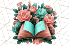 Botanical Books Clipart PNG Cottagecore Reading Florals Product Image 2