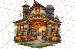 Small Town Fall Clipart Vintage Country Autumn PNG Product Image 3