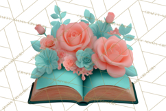 Botanical Books Clipart PNG Cottagecore Reading Florals Product Image 4