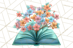 Botanical Books Clipart PNG Cottagecore Reading Florals Product Image 5