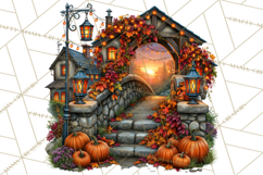 Small Town Fall Clipart Vintage Country Autumn PNG Product Image 2