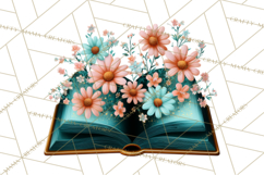 Botanical Books Clipart PNG Cottagecore Reading Florals Product Image 3