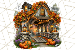 Small Town Fall Clipart Vintage Country Autumn PNG Product Image 3