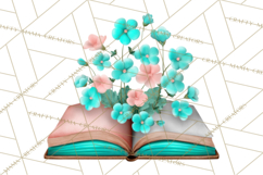 Botanical Books Clipart PNG Cottagecore Reading Florals Product Image 4