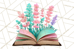 Botanical Books Clipart PNG Cottagecore Reading Florals Product Image 3