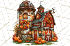 Small Town Fall Clipart Vintage Country Autumn PNG Product Image 3