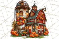 Small Town Fall Clipart Vintage Country Autumn PNG Product Image 3