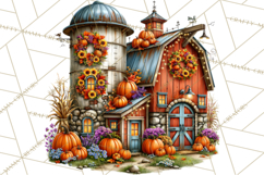 Small Town Fall Clipart Vintage Country Autumn PNG Product Image 4