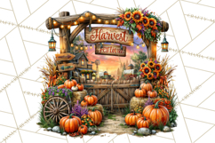 Small Town Fall Clipart Vintage Country Autumn PNG Product Image 5