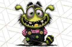Funny St Patricks Day Monsters Clipart, St Paddy Monster PNG Product Image 2