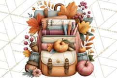 Fall Teacher School Supplies Clipart PNG Product Image 3