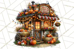 Small Town Fall Clipart Vintage Country Autumn PNG Product Image 3