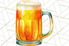 Beer Watercolor Clipart, Beer PNG, Beer Mug, Beer Bottle Product Image 3