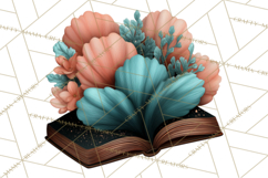Botanical Books Clipart PNG Cottagecore Reading Florals Product Image 3