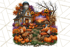 Small Town Fall Clipart Vintage Country Autumn PNG Product Image 4