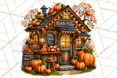 Small Town Fall Clipart Vintage Country Autumn PNG Product Image 5