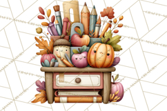 Fall Teacher School Supplies Clipart PNG Product Image 3
