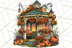 Small Town Fall Clipart Vintage Country Autumn PNG Product Image 2