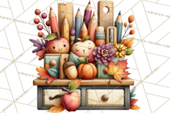 Fall Teacher School Supplies Clipart PNG Product Image 4