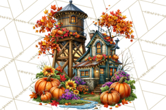 Small Town Fall Clipart Vintage Country Autumn PNG Product Image 3