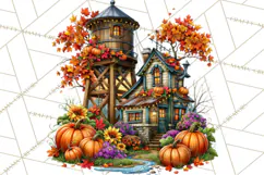 Small Town Fall Clipart Vintage Country Autumn PNG Product Image 3