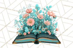 Botanical Books Clipart PNG Cottagecore Reading Florals Product Image 4