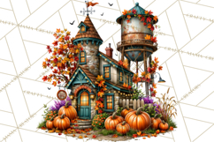 Small Town Fall Clipart Vintage Country Autumn PNG Product Image 4