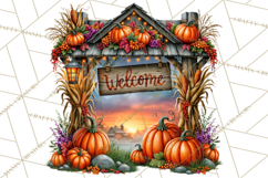 Small Town Fall Clipart Vintage Country Autumn PNG Product Image 2