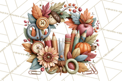 Fall Teacher School Supplies Clipart PNG Product Image 4