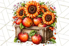 Small Town Fall Clipart Vintage Country Autumn PNG Product Image 3