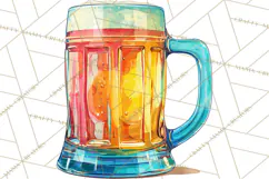 Beer Watercolor Clipart, Beer PNG, Beer Mug, Beer Bottle Product Image 2