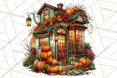 Small Town Fall Clipart Vintage Country Autumn PNG Product Image 4